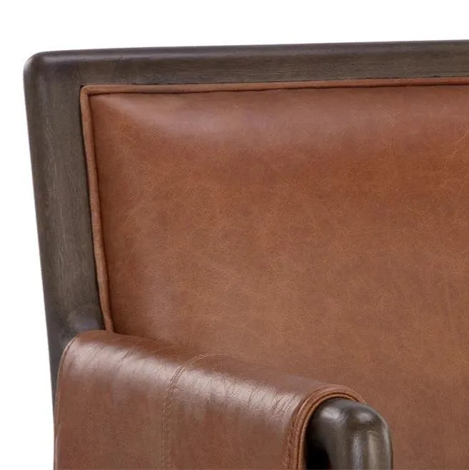 Mauti Counter Stool Brown Leather With Gold Metal Caps