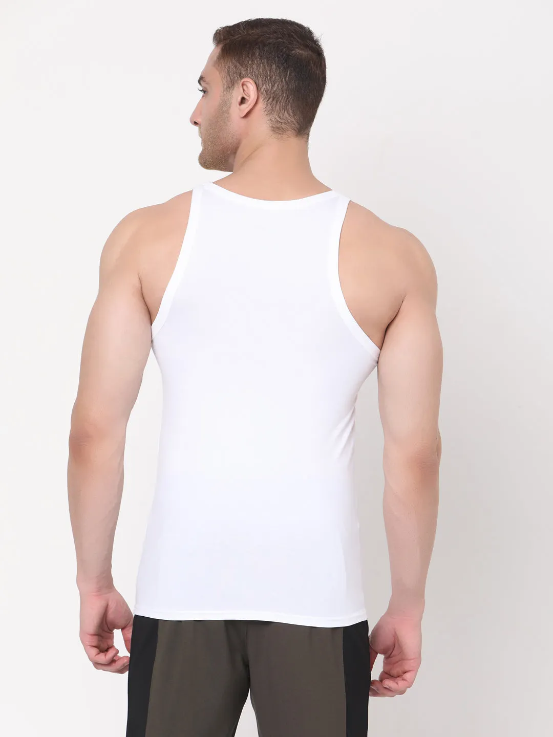 Men Premium White Vest- Underjeans By Spykar