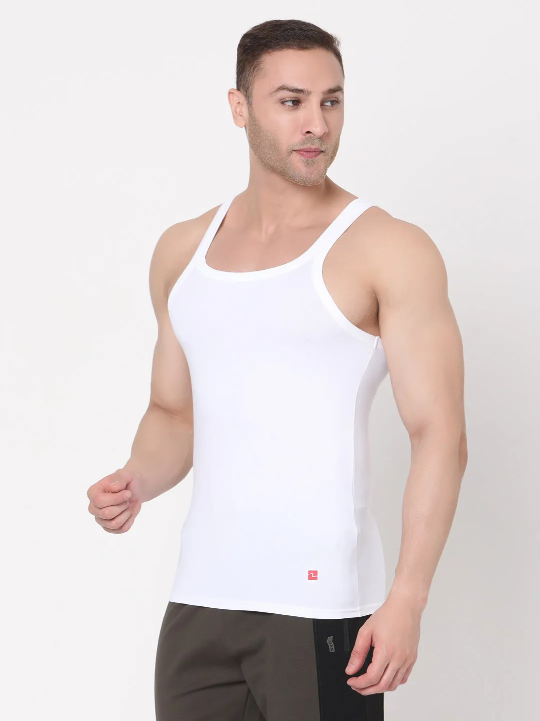 Men Premium White Vest- Underjeans By Spykar