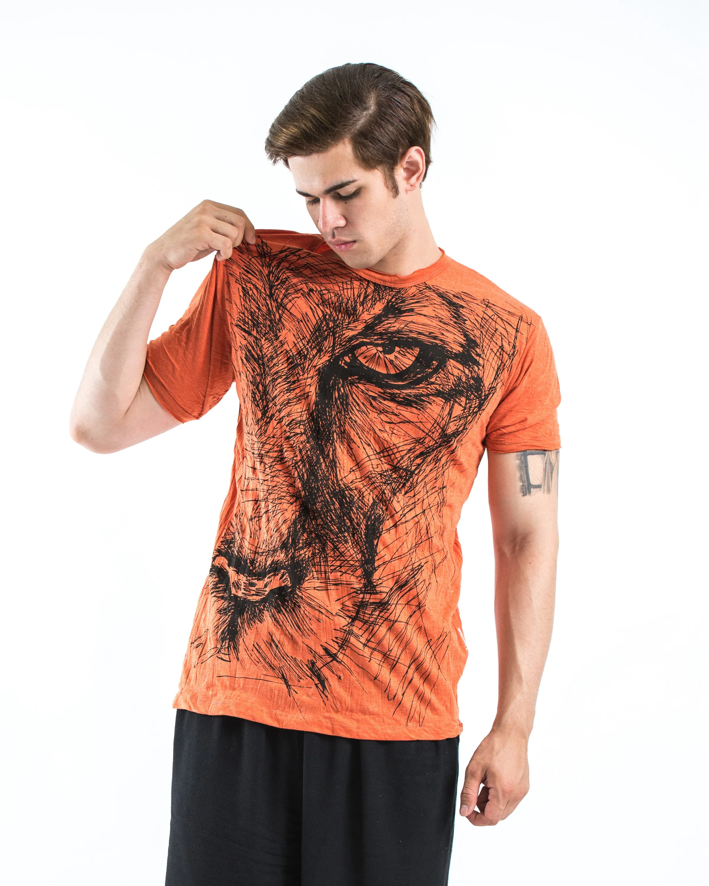 Mens Lions Eye T-Shirt in Orange