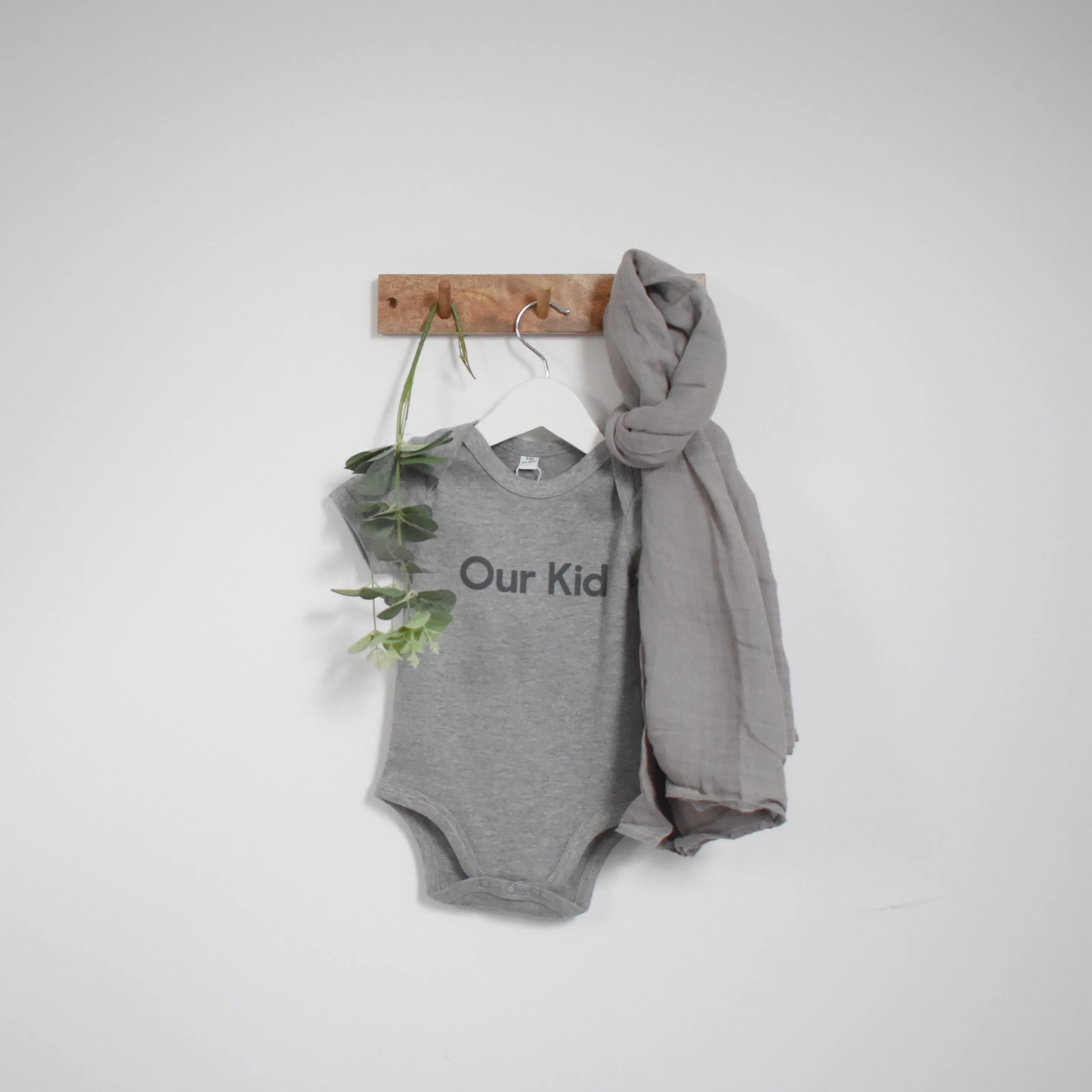 Our Kid Slogan Vest in Heather Grey - Short Sleeve