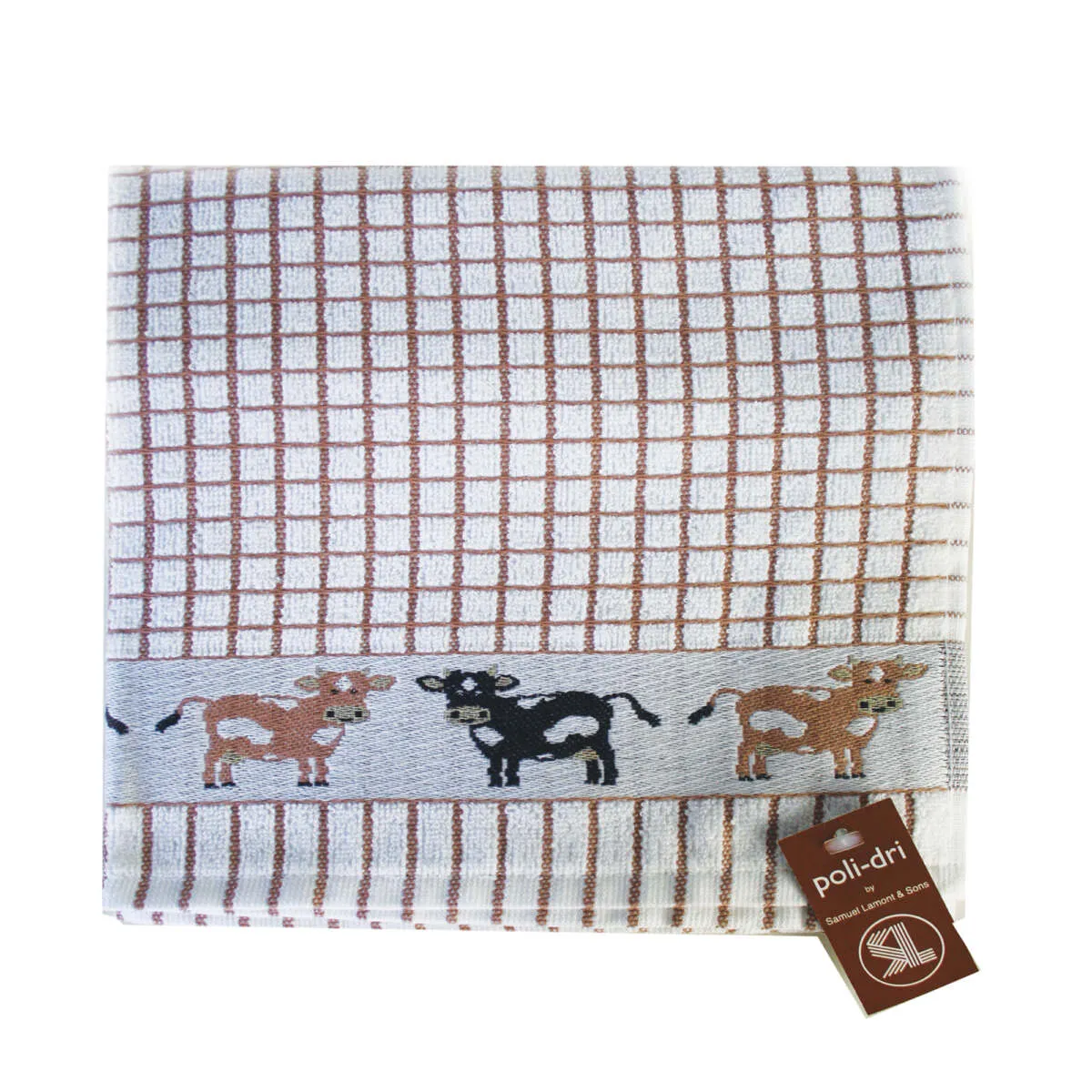 Poli-Dri Brown Cow Cotton Jacquard Tea Towel