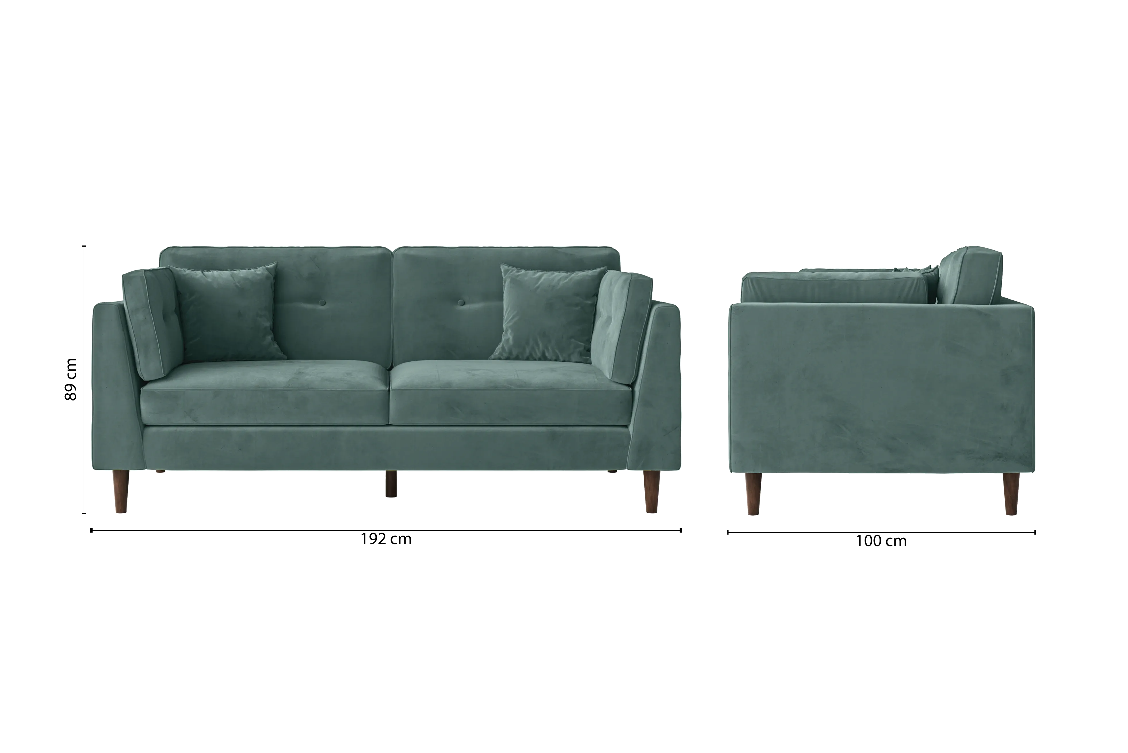 Ragusa 3 Seater Sofa Teal Velvet