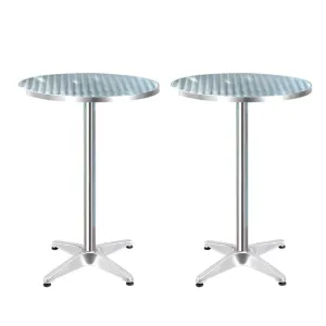 Set of 2 Outdoor Bar Table Aluminium Round 70/110CM