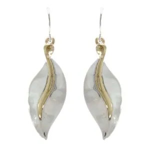 Silver & Gold Teardrop Leaf Earrings