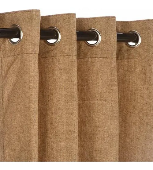 Sunbrella Outdoor Curtain With Nickel Grommets - Linen Sesame