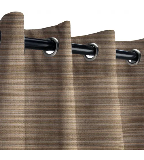 Sunbrella Outdoor Curtain with Stainless Steel Grommets - Dupione Stone