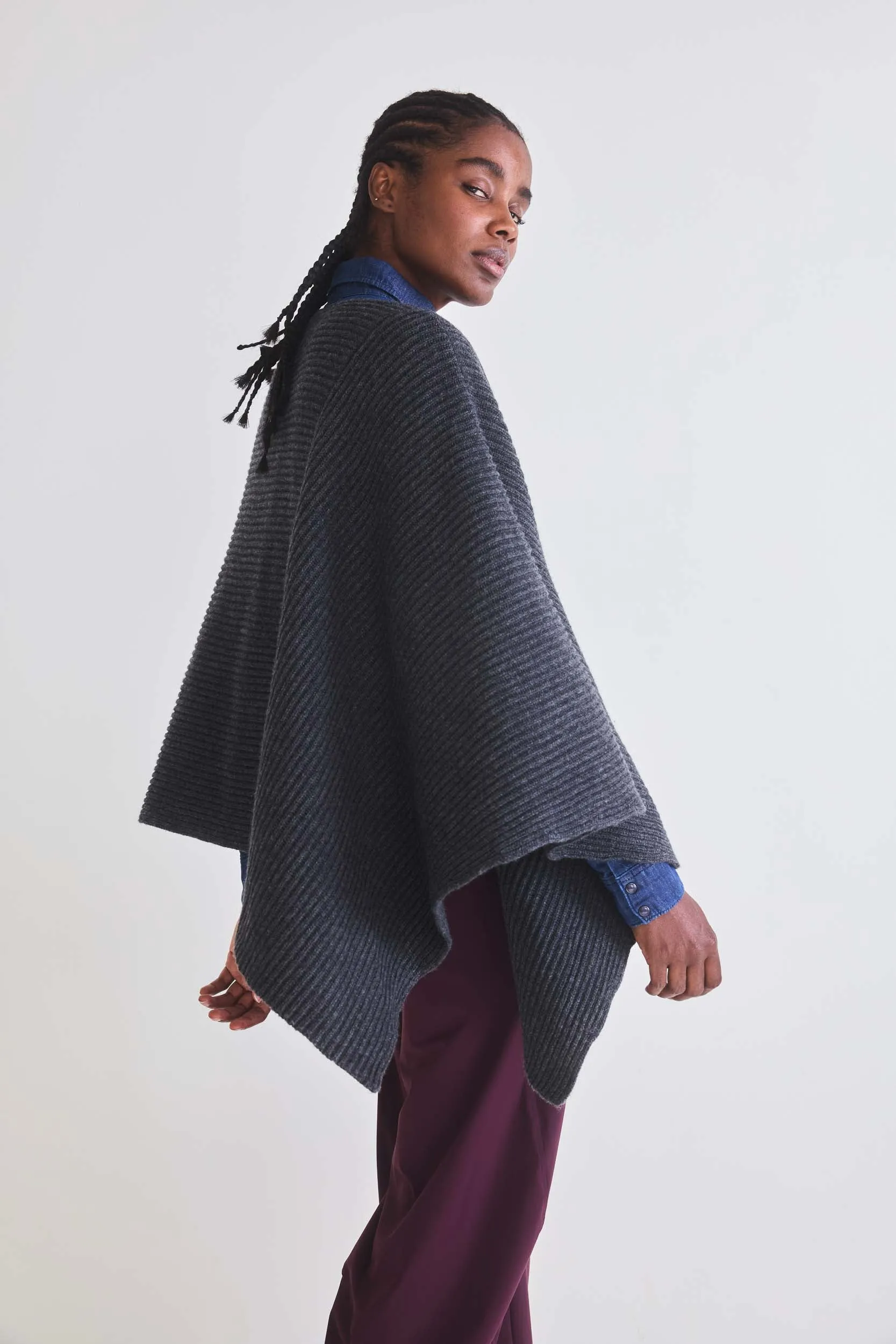 The Ribbed Knit Poncho