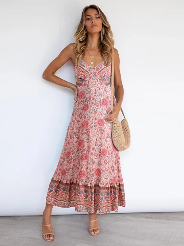 Women's Bohemian suspender Floral Dress